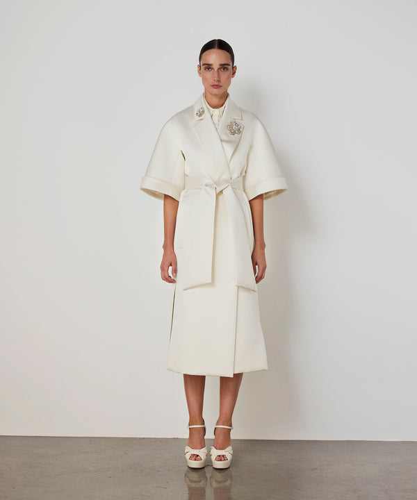 Machka Belted Double-Breasted Trench Coat Ecru