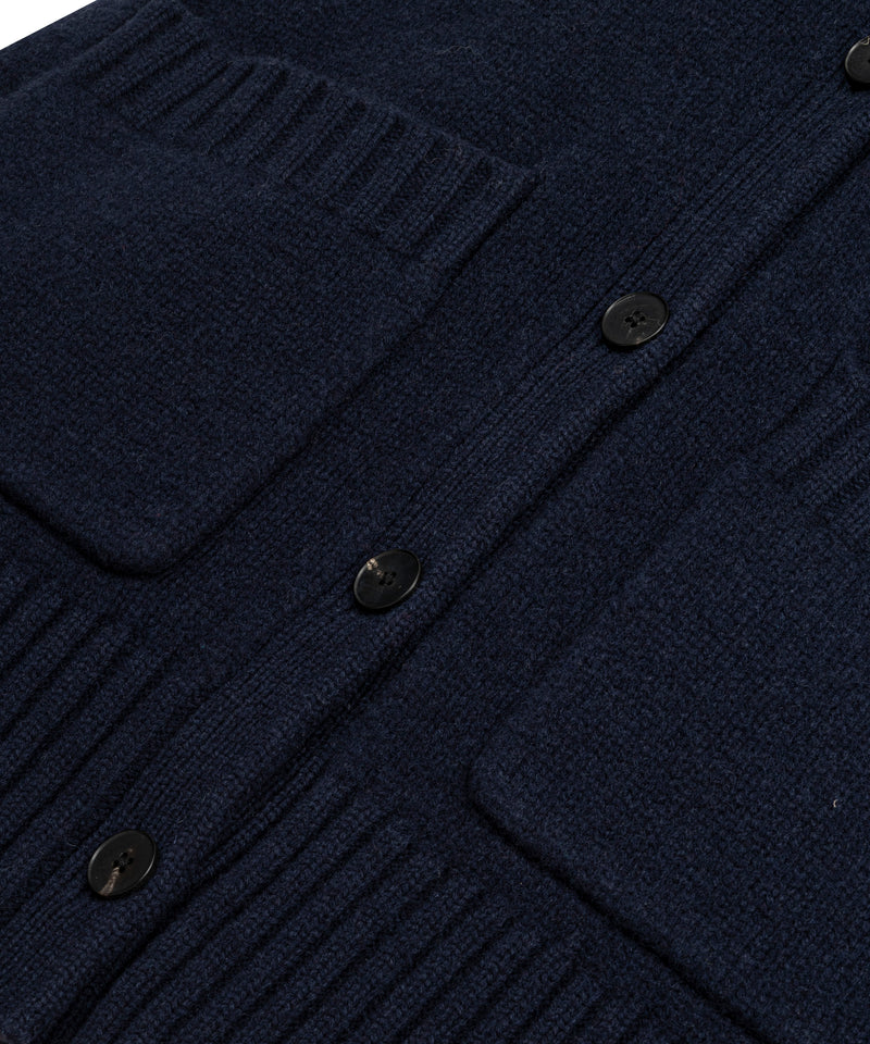 Machka Oversize V-Neck Knit Cardigan Navy