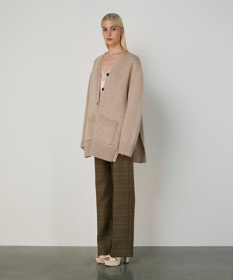 Machka Oversize V-Neck Knit Cardigan Beige