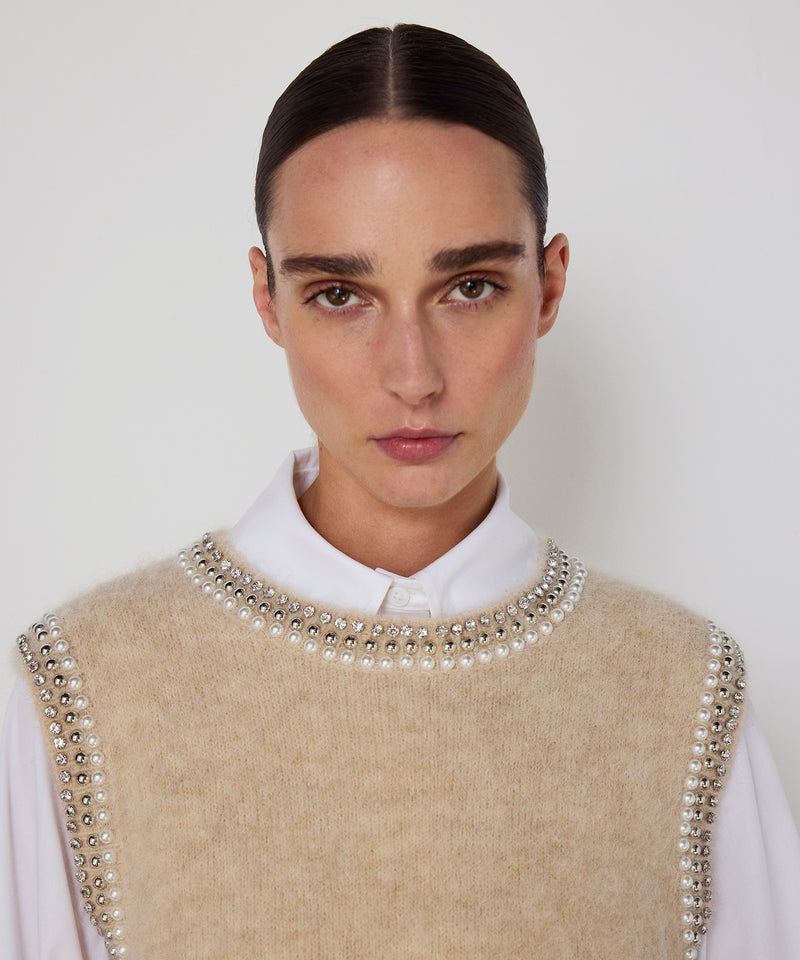 Machka Mixed-Accessory Sweater Beige Melange