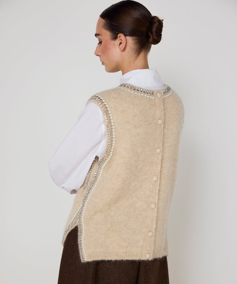 Machka Mixed-Accessory Sweater Beige Melange