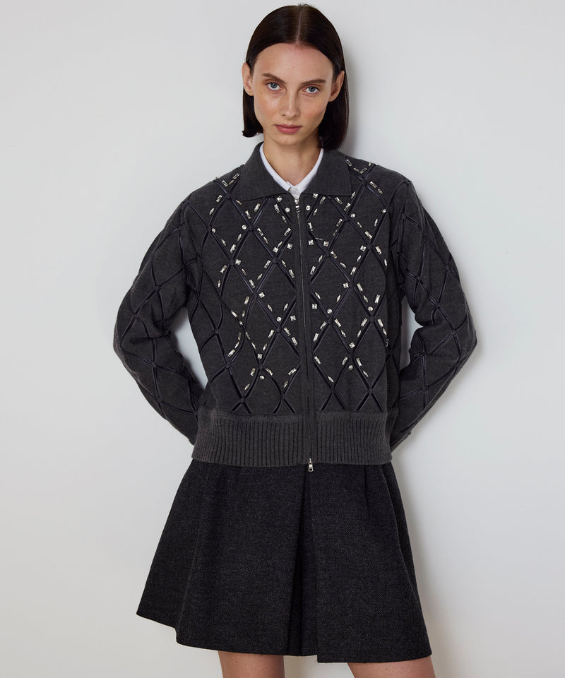 Machka Cutout Knit With Strass Embellishments Anthracite Melange-Grey