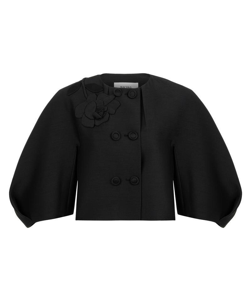 Machka Floral Appliqué Coat Black