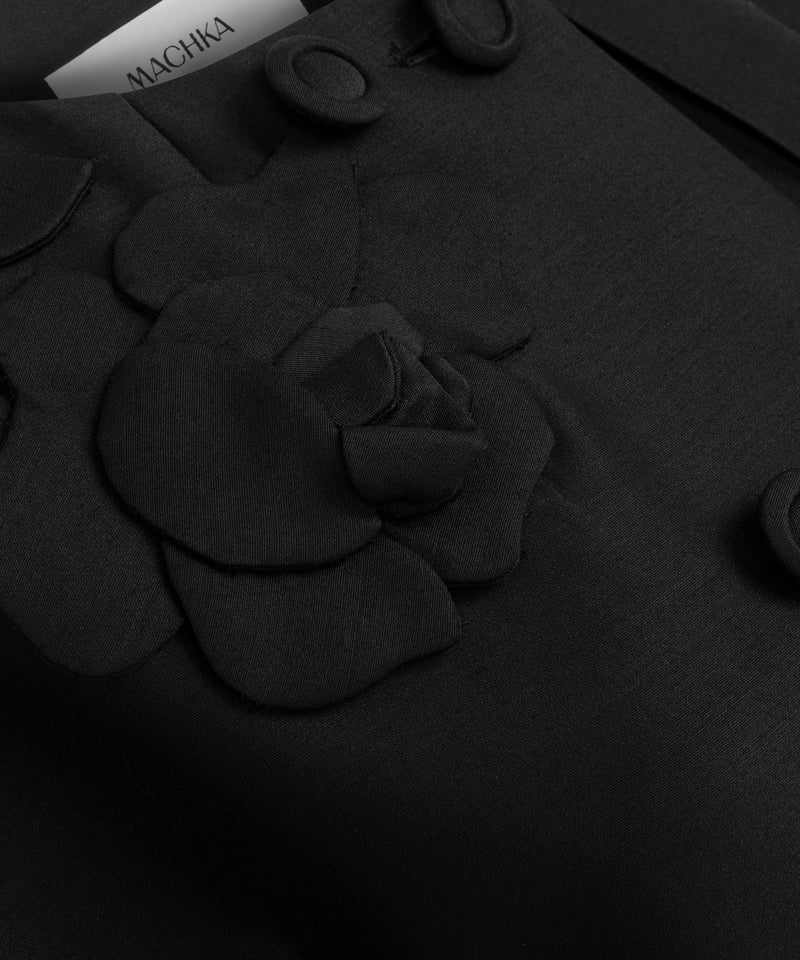 Machka Floral Appliqué Coat Black