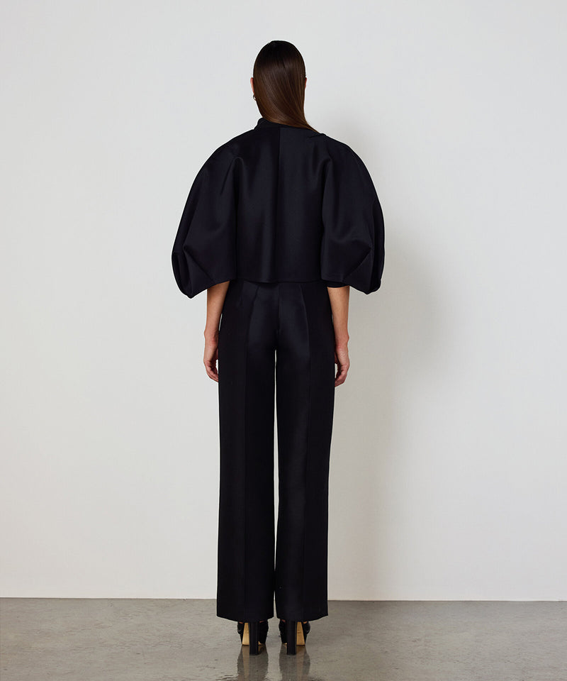 Machka Floral Appliqué Coat Black