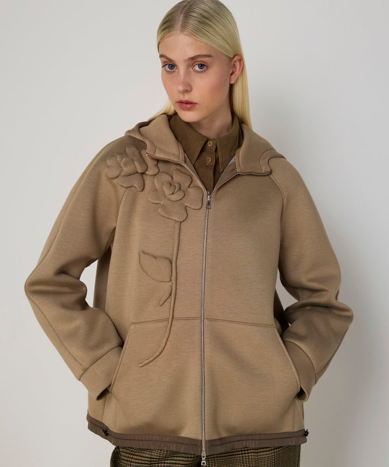 Machka Floral Appliqué Sweatshirt Camel