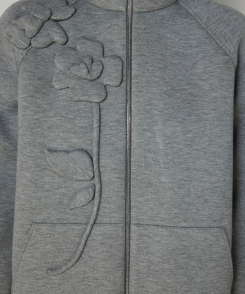 Machka Floral Appliqué Sweatshirt Light Grey Melange