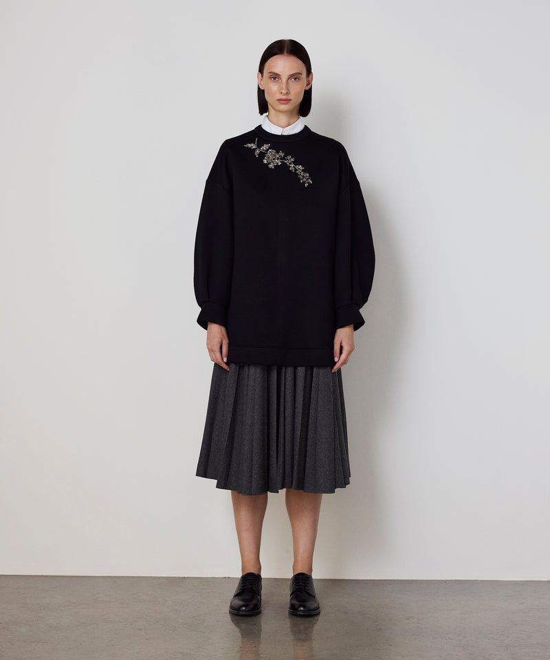 Machka Sweatshirt With Modular Floral Embroidery Black