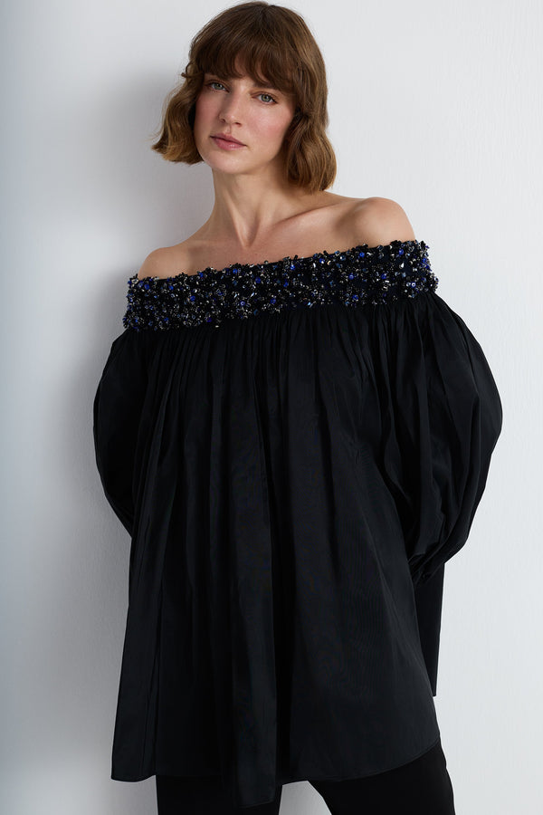 Nean Off-Shoulder Embellished Blouse Black