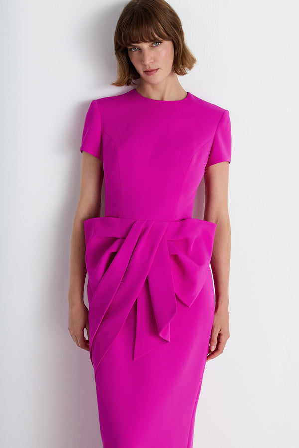 Nean Short Sleeve Bow Maxi Dress Fuchsia