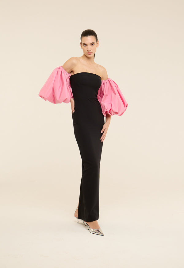 Riva Detachable Balloon Sleeve Gown Dress Multi Color