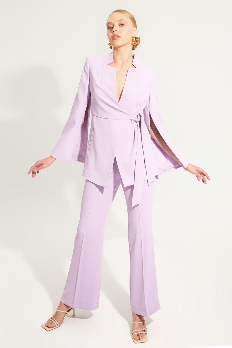 Setre Sleeve Detailed Jacket With Tie Detail Lilac