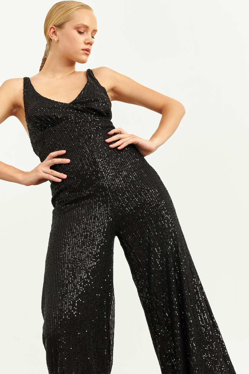 Setre Sequin-Embellished Jumpsuit Black