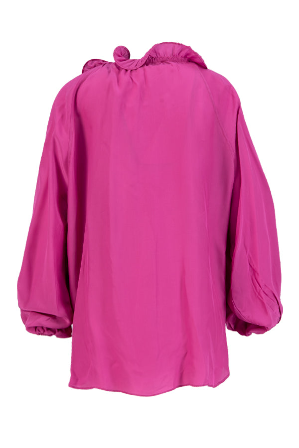 Setre Shirt With Tie Detail On Neck And Sleeves Fuchsia