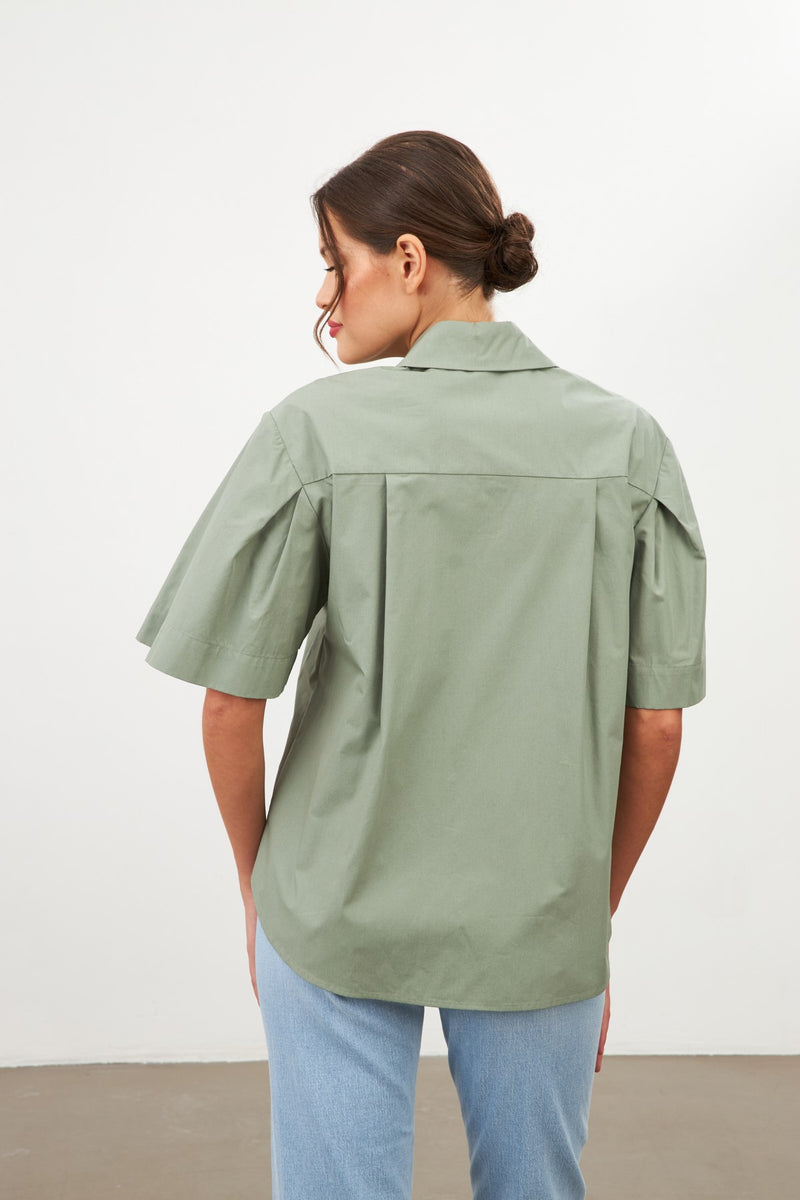 Setre Balloon Sleeve Detailed Shirt Olive