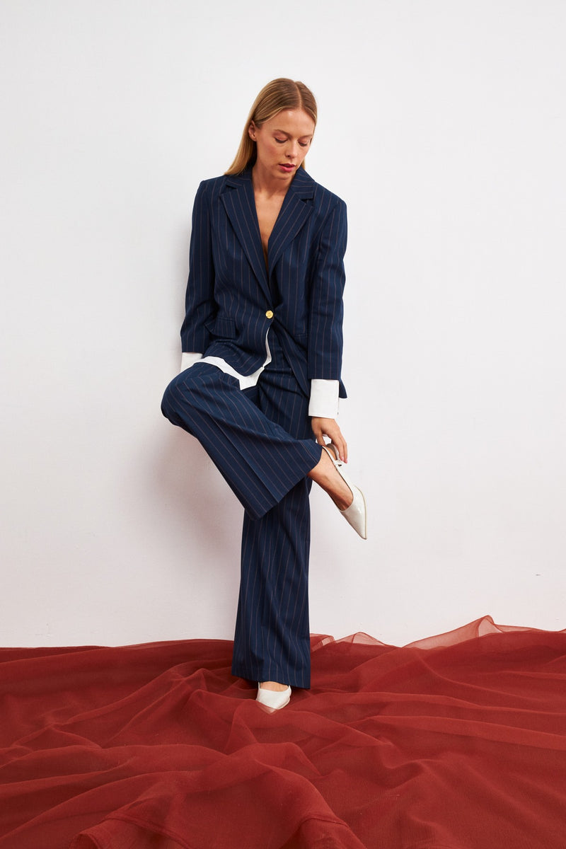 Setre Striped Pattern Suit Navy