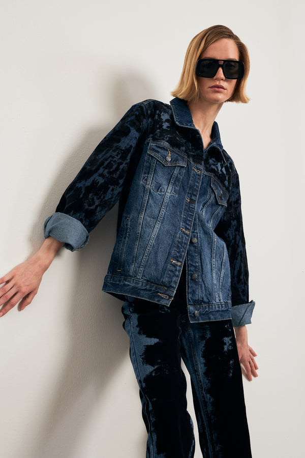 Setre Denim Jacket With Pattern Detail Blue