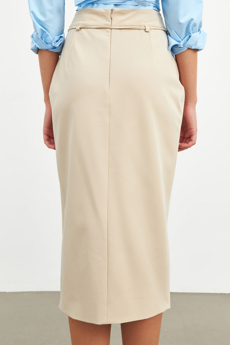 Setre Belted Rope Detail Pencil Skirts Beige