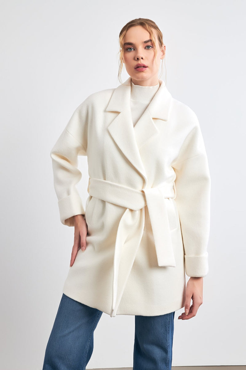 Setre Pocket Belted Coat Ecru