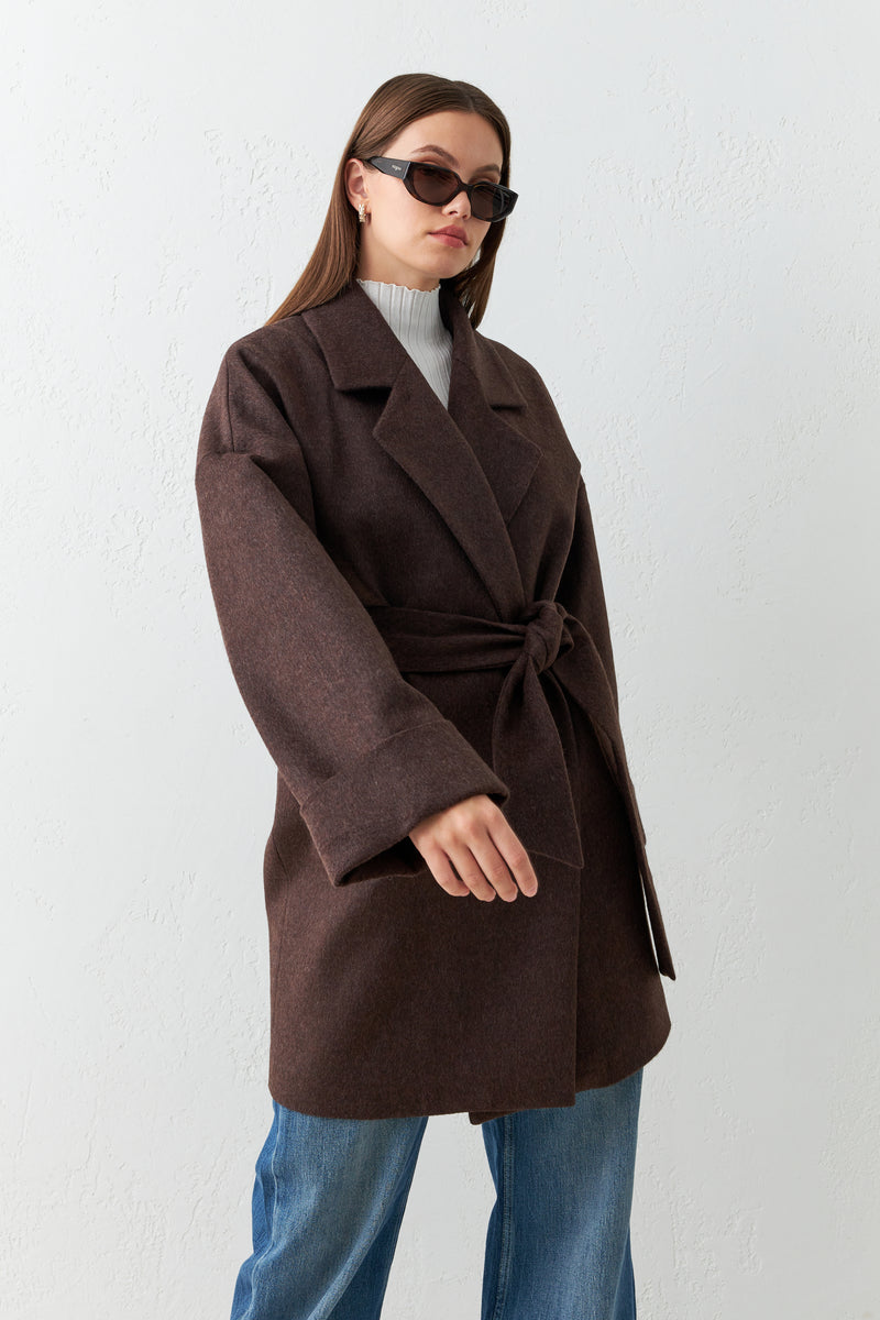 Setre Coat With Belt Detail Brown