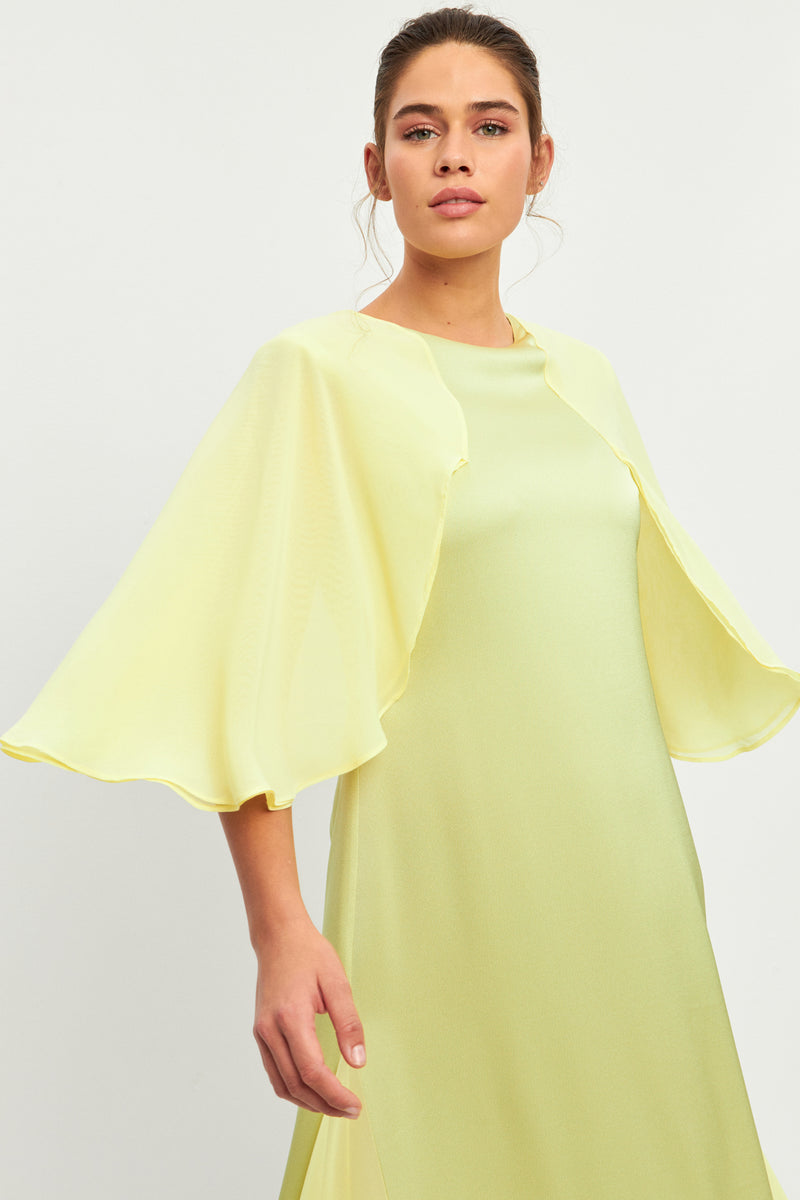 Setre Wide Sleeve Pleat Detail Dress Lime