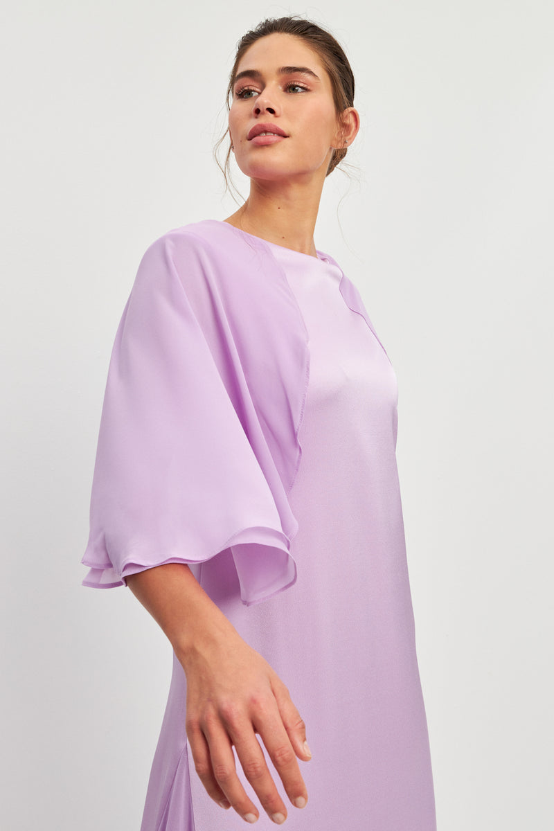 Setre Wide Sleeve Pleat Detail Dress Lilac