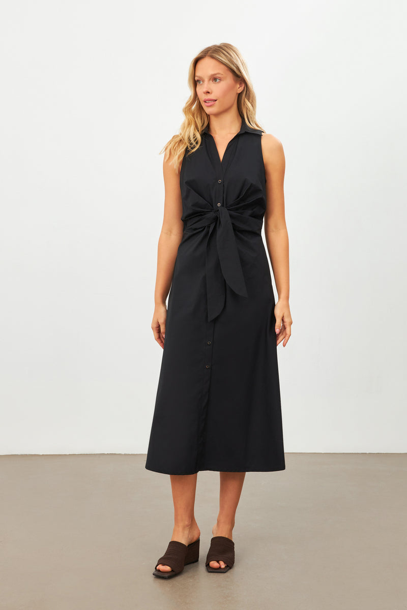 Setre Sleeveless Tie Detail Midi Dress Black