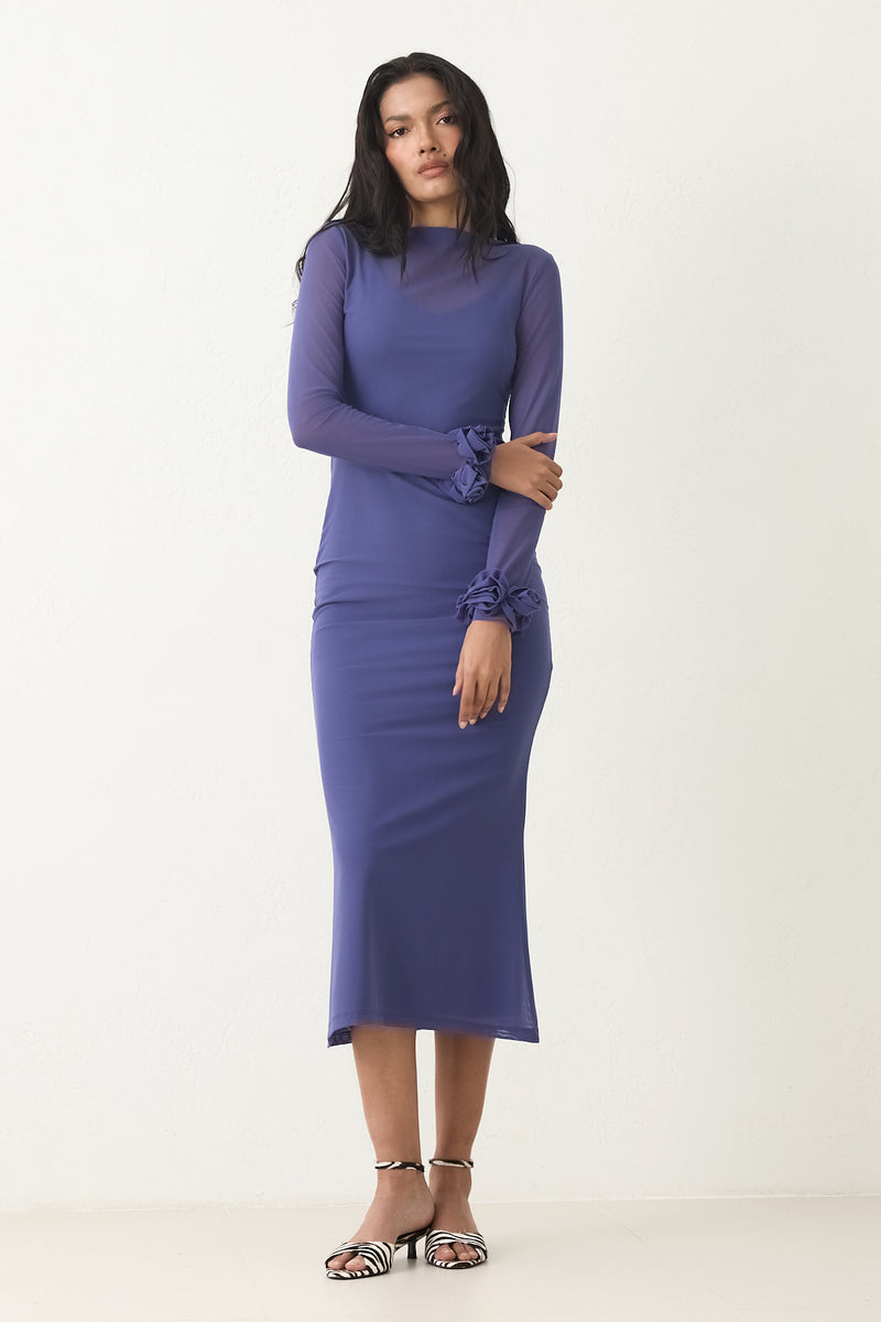 Setre Transparent Sleeve Midi Dress Violet