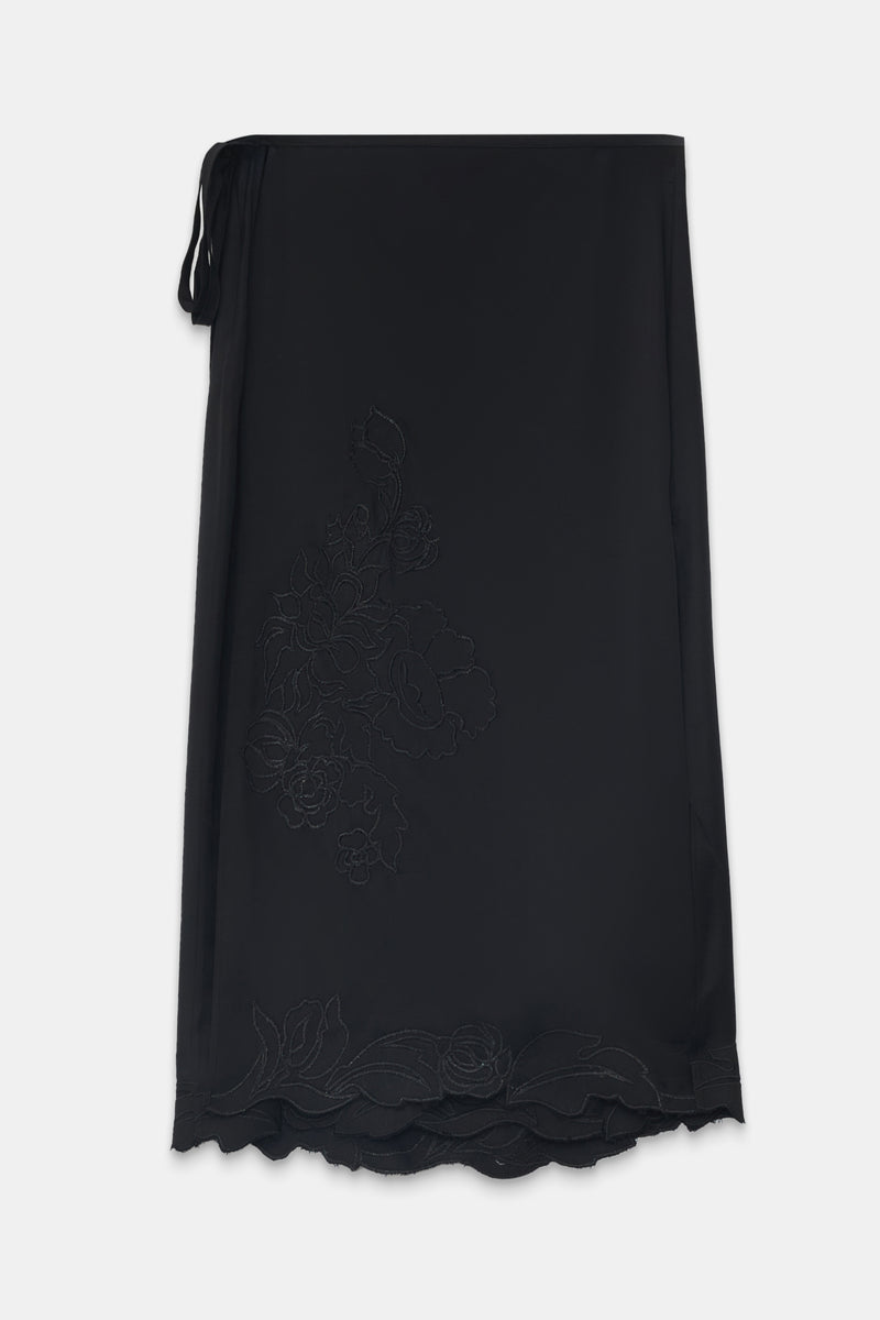 Setre Embroidered Detailed Midi Skirt Black