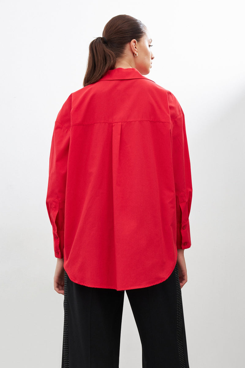 Setre Long Sleeve Shirt With Rose Details Red