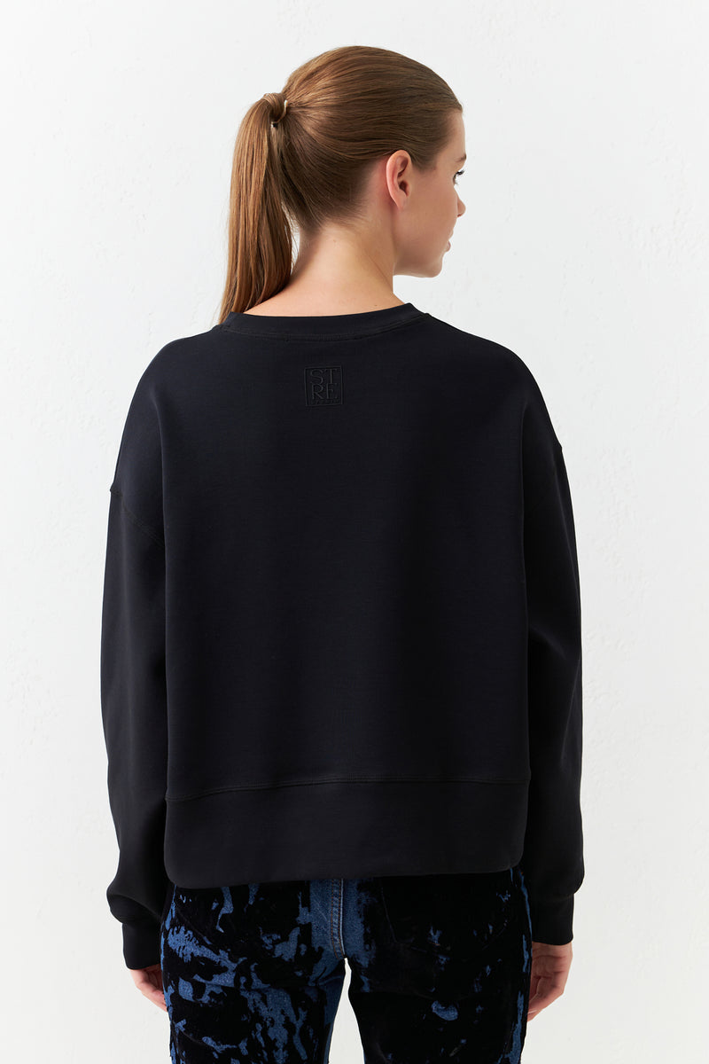 Setre Crew Neck Long Sleeve Sweatshirt Black