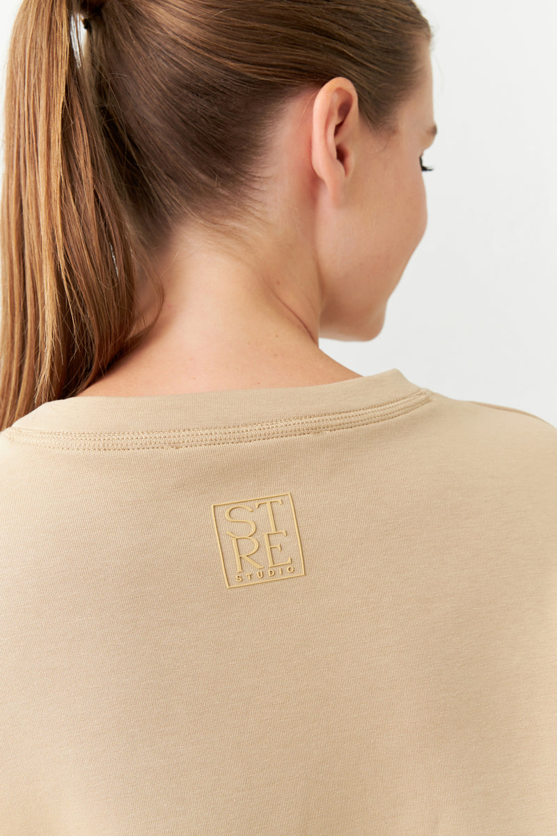 Setre Crew Neck Long Sleeve Sweatshirt Beige