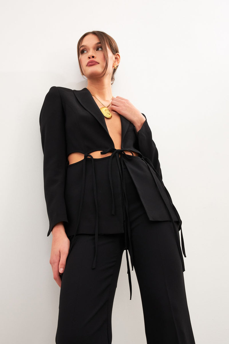 Setre Tassel Detailed Long Sleeve Jacket Black