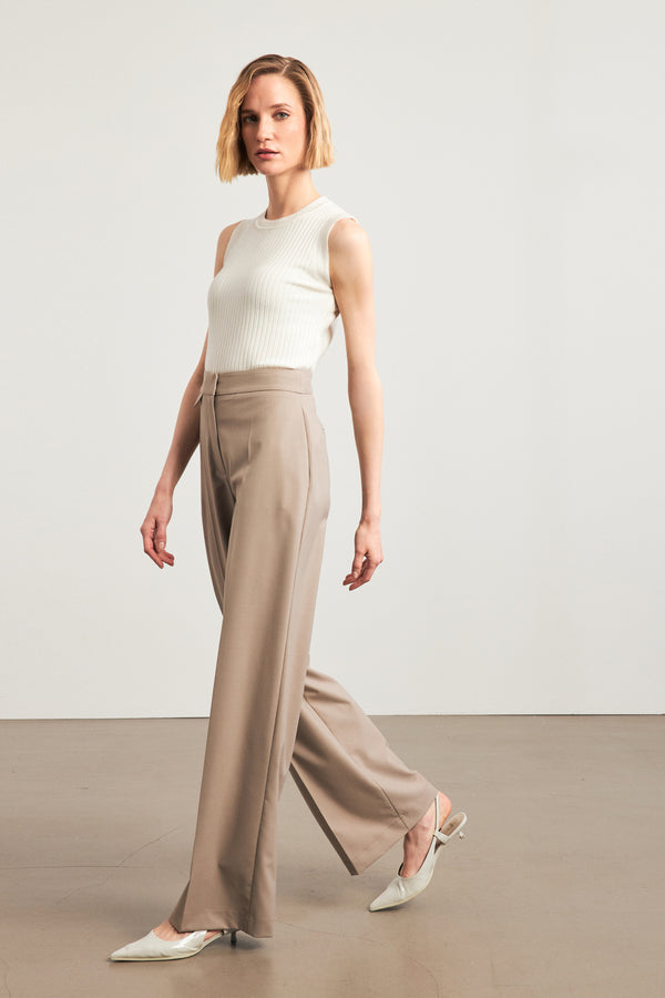 Setre Wide Leg Loose Trousers Beige