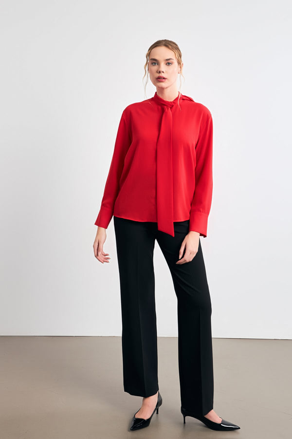 Setre Casual Cut Shirt With Halter Tie Detail Red