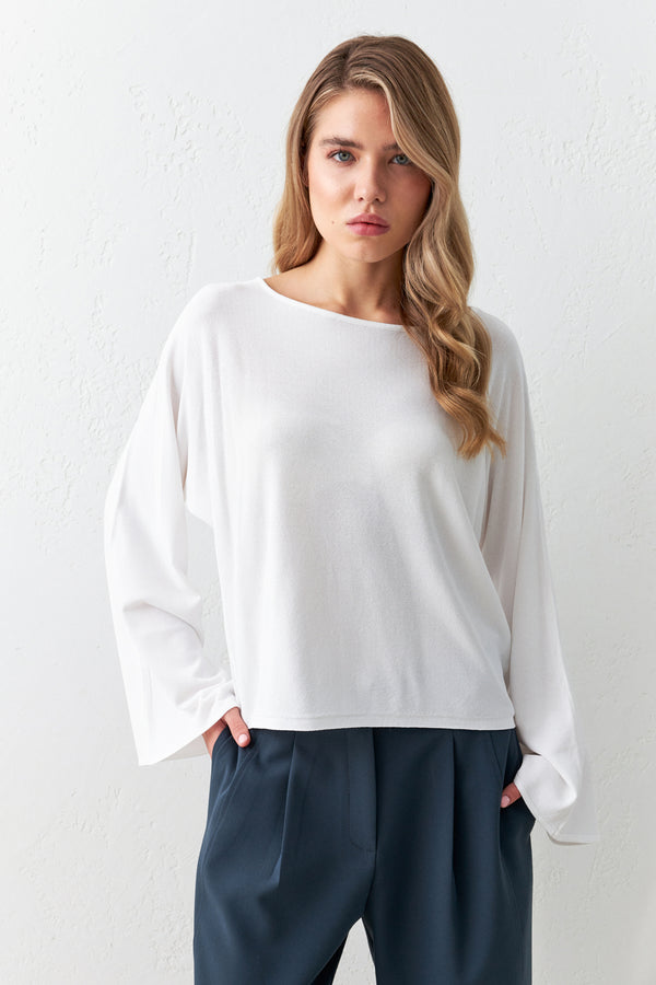 Setre Relaxed Cut Knitwear Blouse With Sleeve Detail Ecru