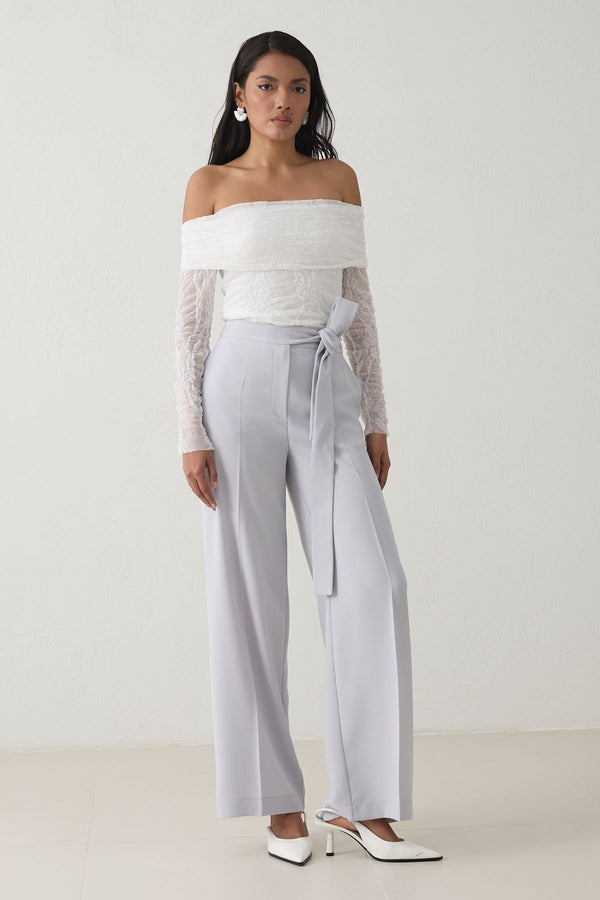 Setre Waist Tie Detailed Trousers Light Grey