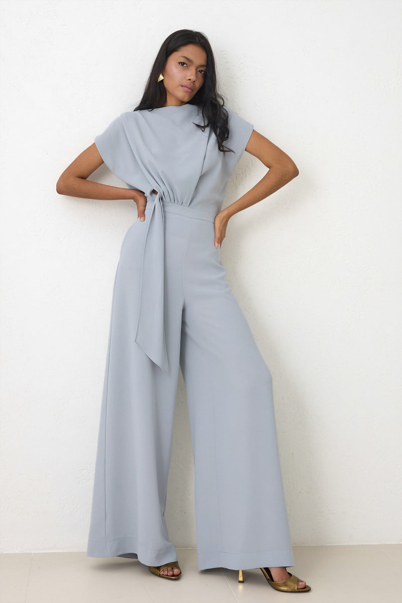 Setre Draped Tie Detail Jumpsuit Light Green