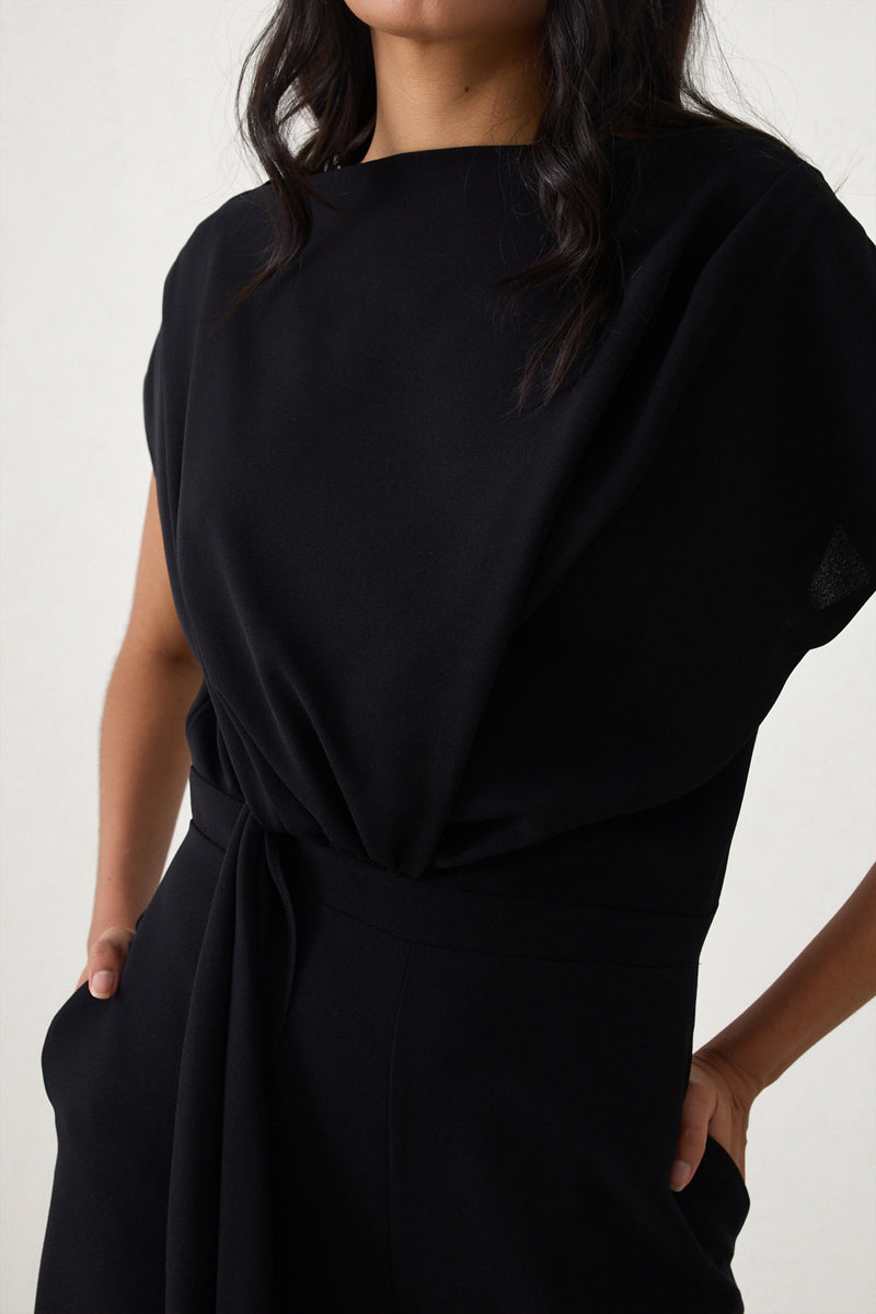 Setre Draped Tie Detail Jumpsuit Black