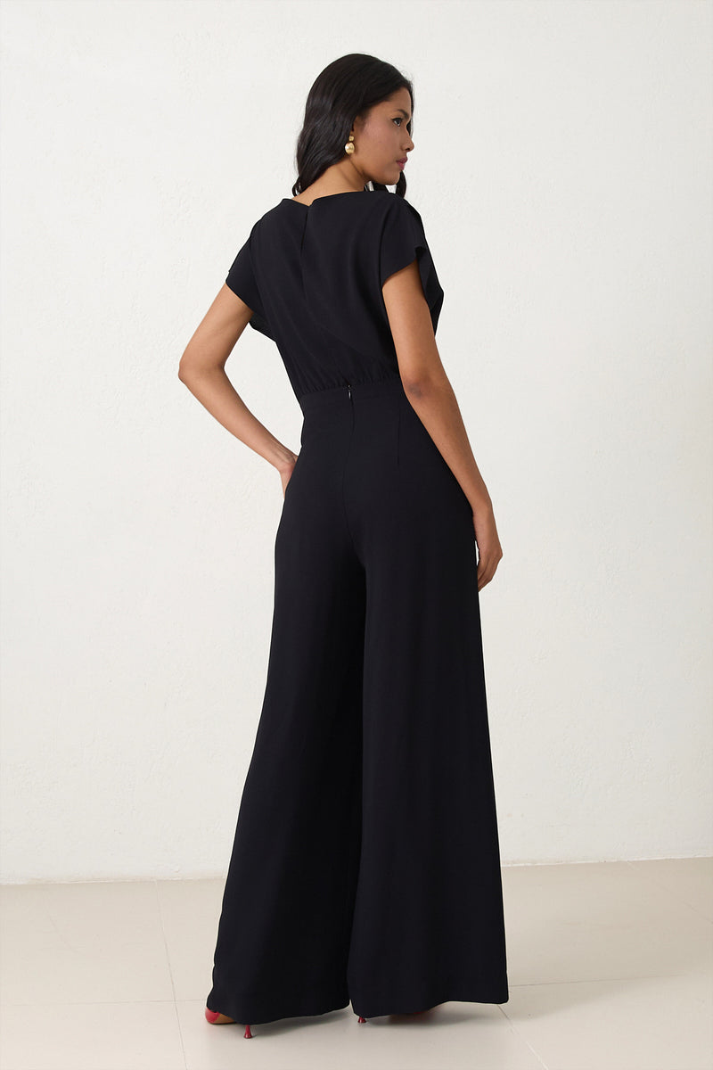 Setre Draped Tie Detail Jumpsuit Black