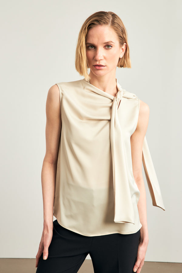 Setre Collar Tie Detail Blouse Beige