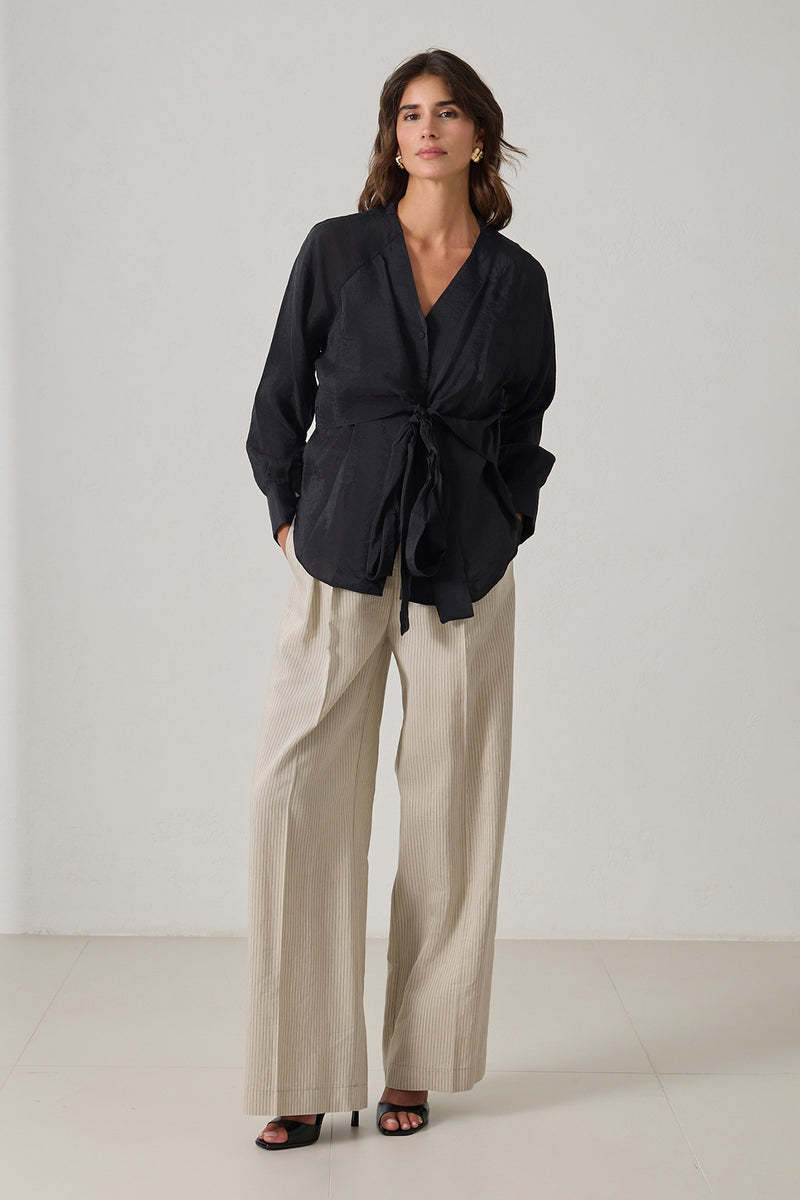 Setre Wrap Tie Detail Blouse Black