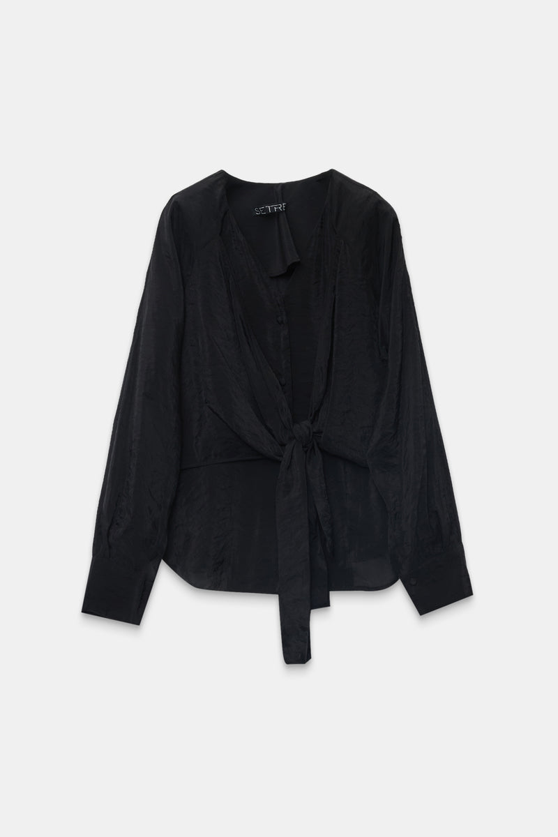 Setre Wrap Tie Detail Blouse Black