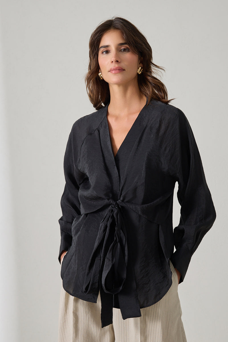 Setre Wrap Tie Detail Blouse Black