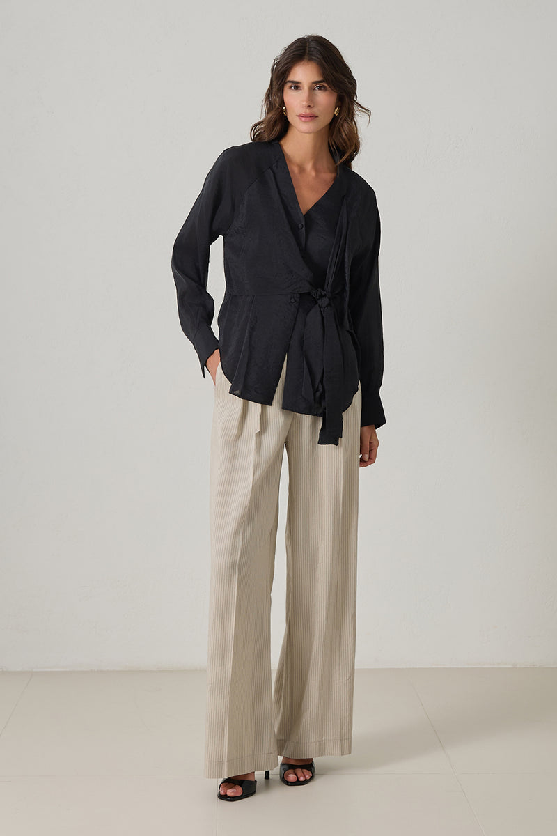 Setre Wrap Tie Detail Blouse Black