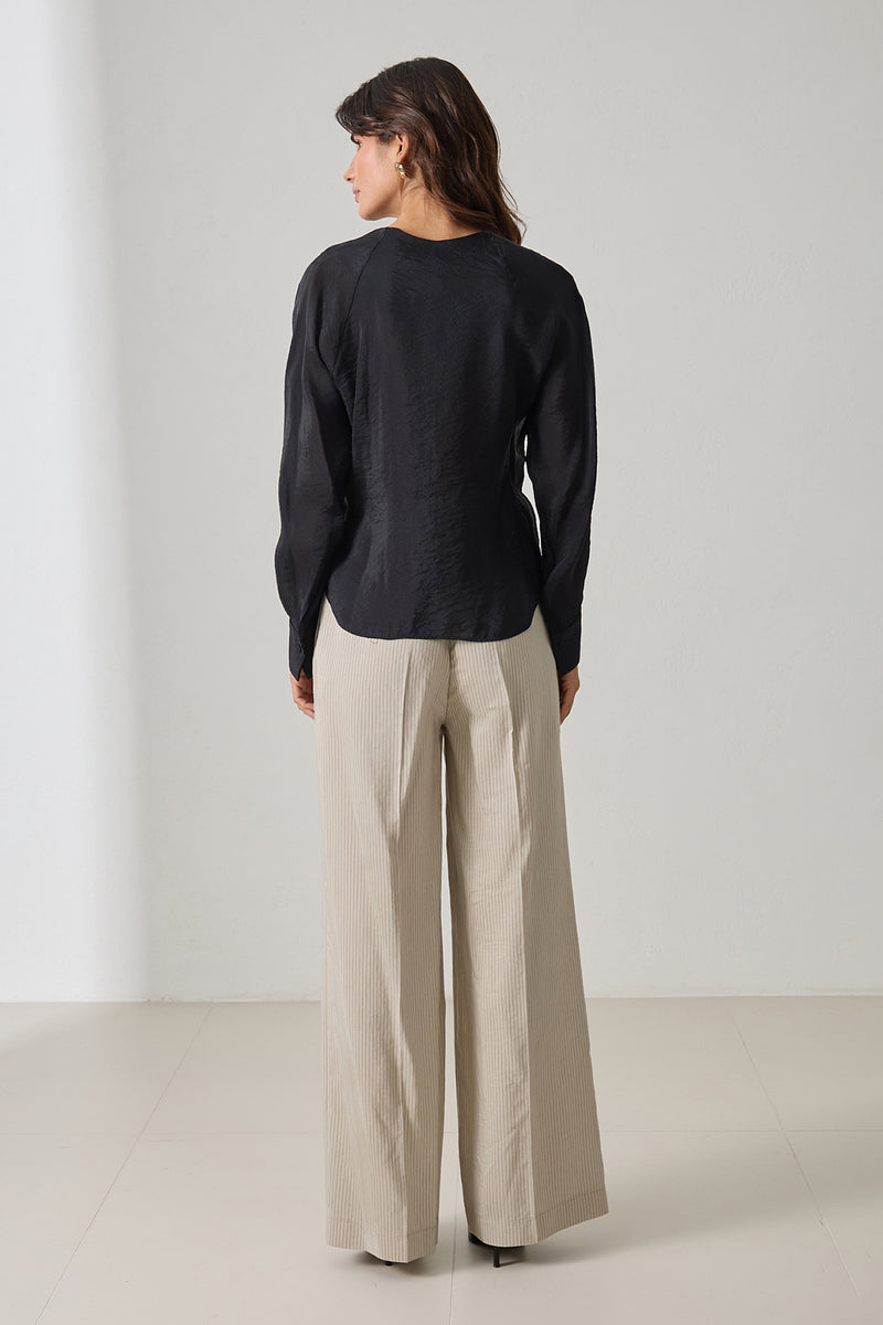 Setre Wrap Tie Detail Blouse Black