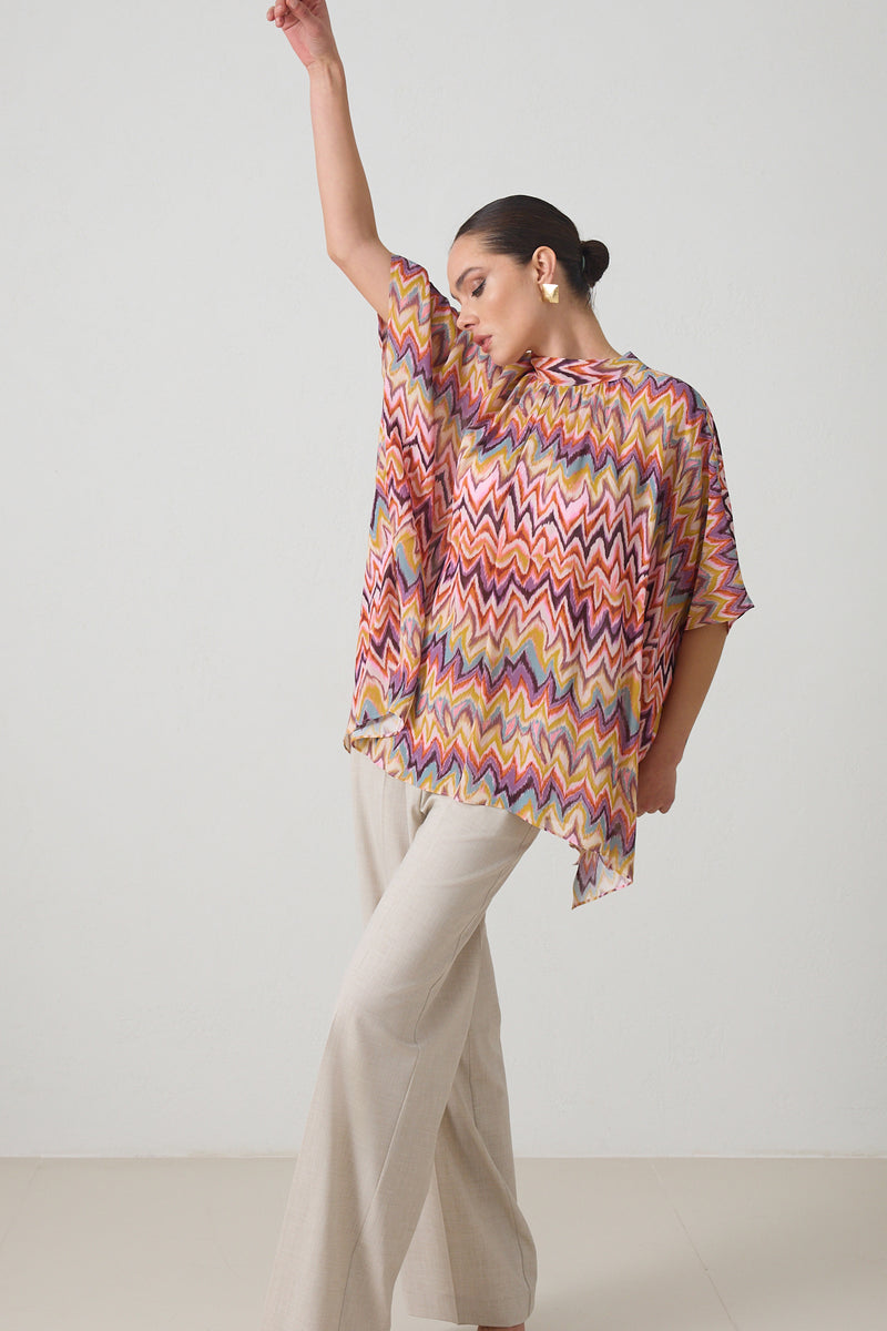 Setre Oversized Patterned Blouse Purple