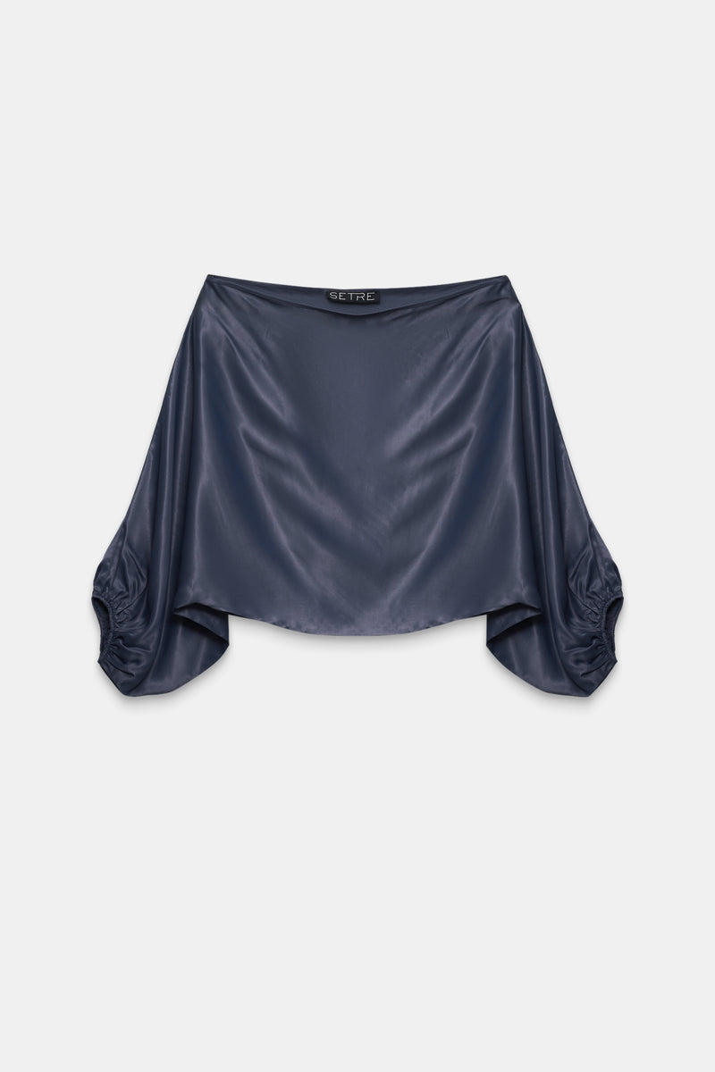 Setre Shoulder And Sleeve Detailed Stylish Blouse Navy