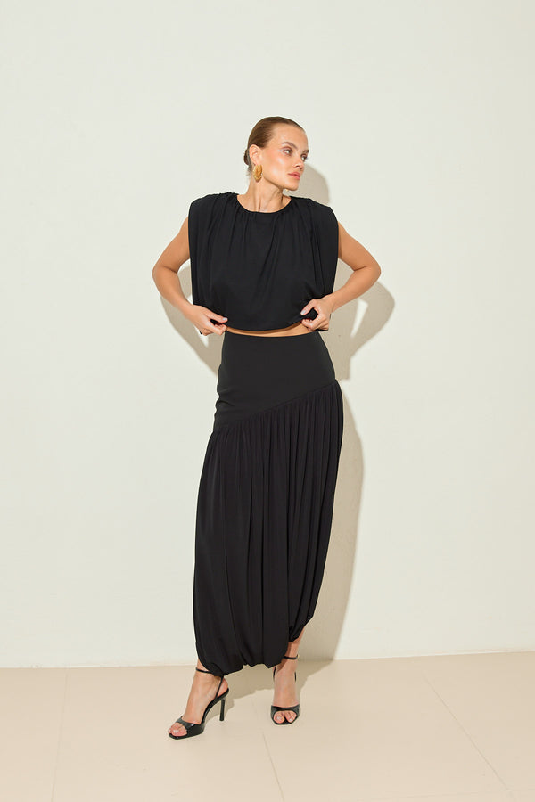 Setre Bubble Hem Sleeveless Blouse Black