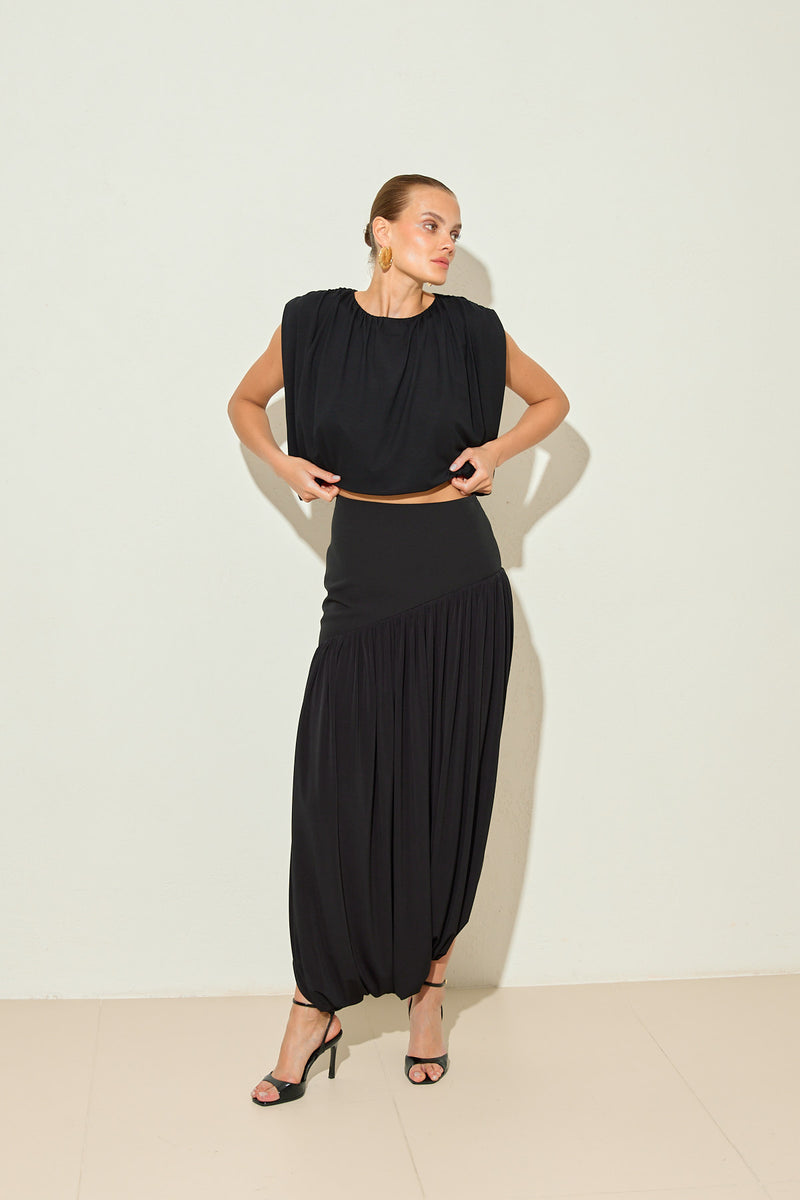 Setre Bubble Hem Sleeveless Blouse Black